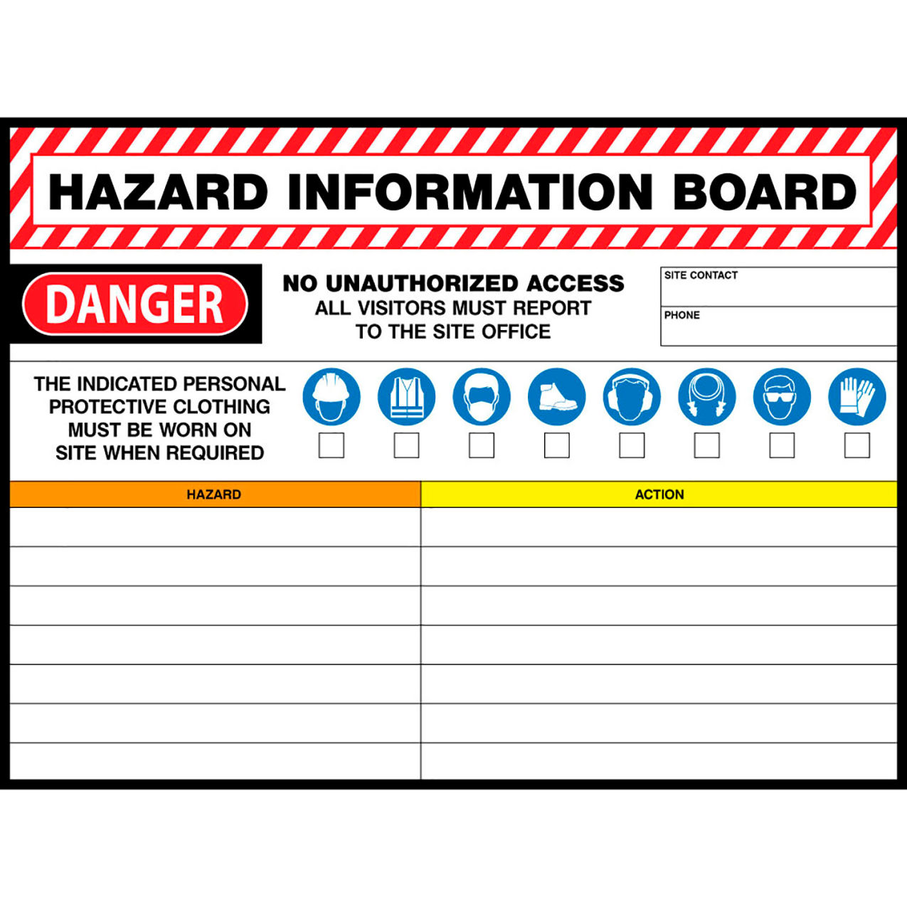 Magnetic Dry Erase Board Hazard Information, 1/8" Thick, 48"W x 36"H