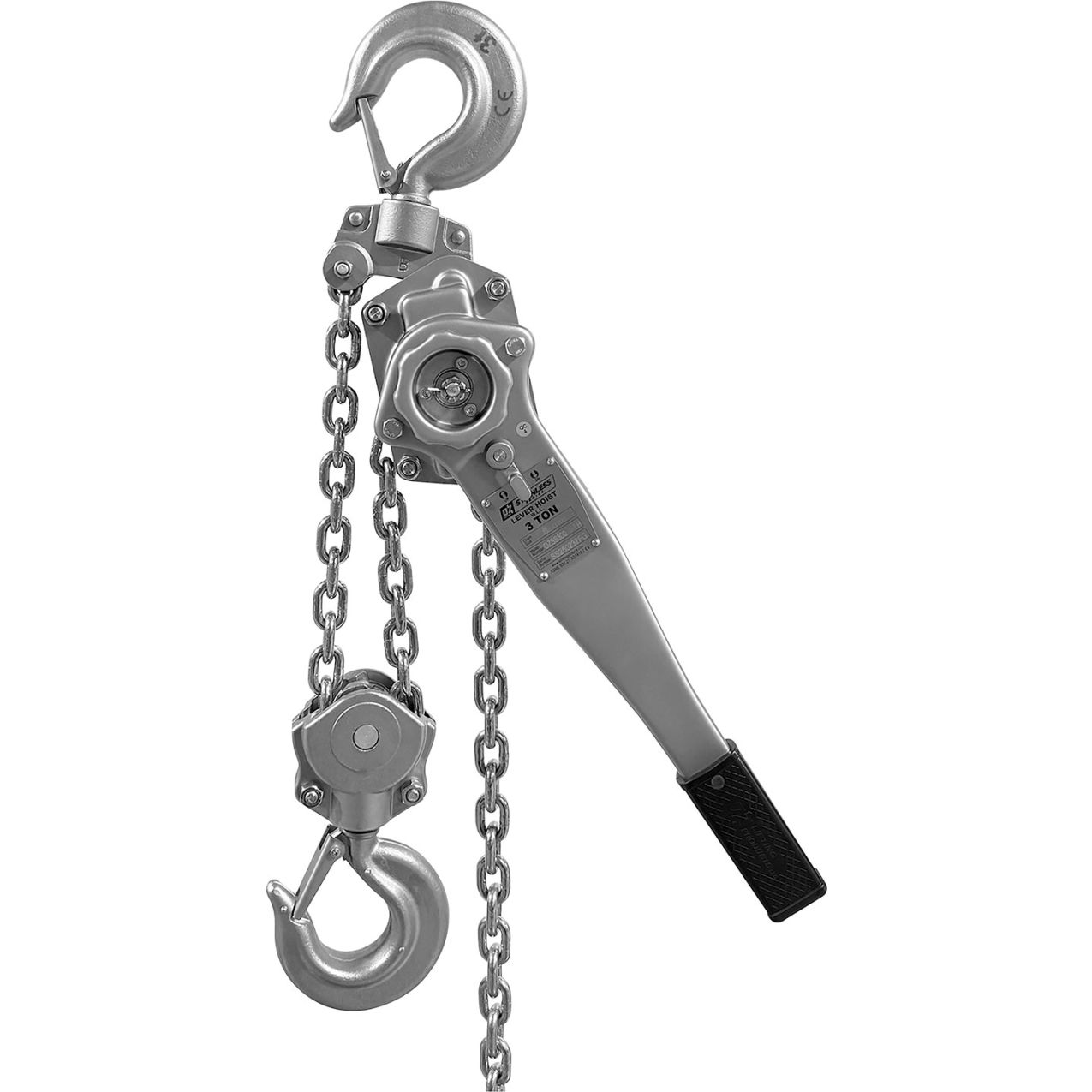 Stainless Steel Manual Lever Hoist, 3 Ton Capacity, 15' Lift