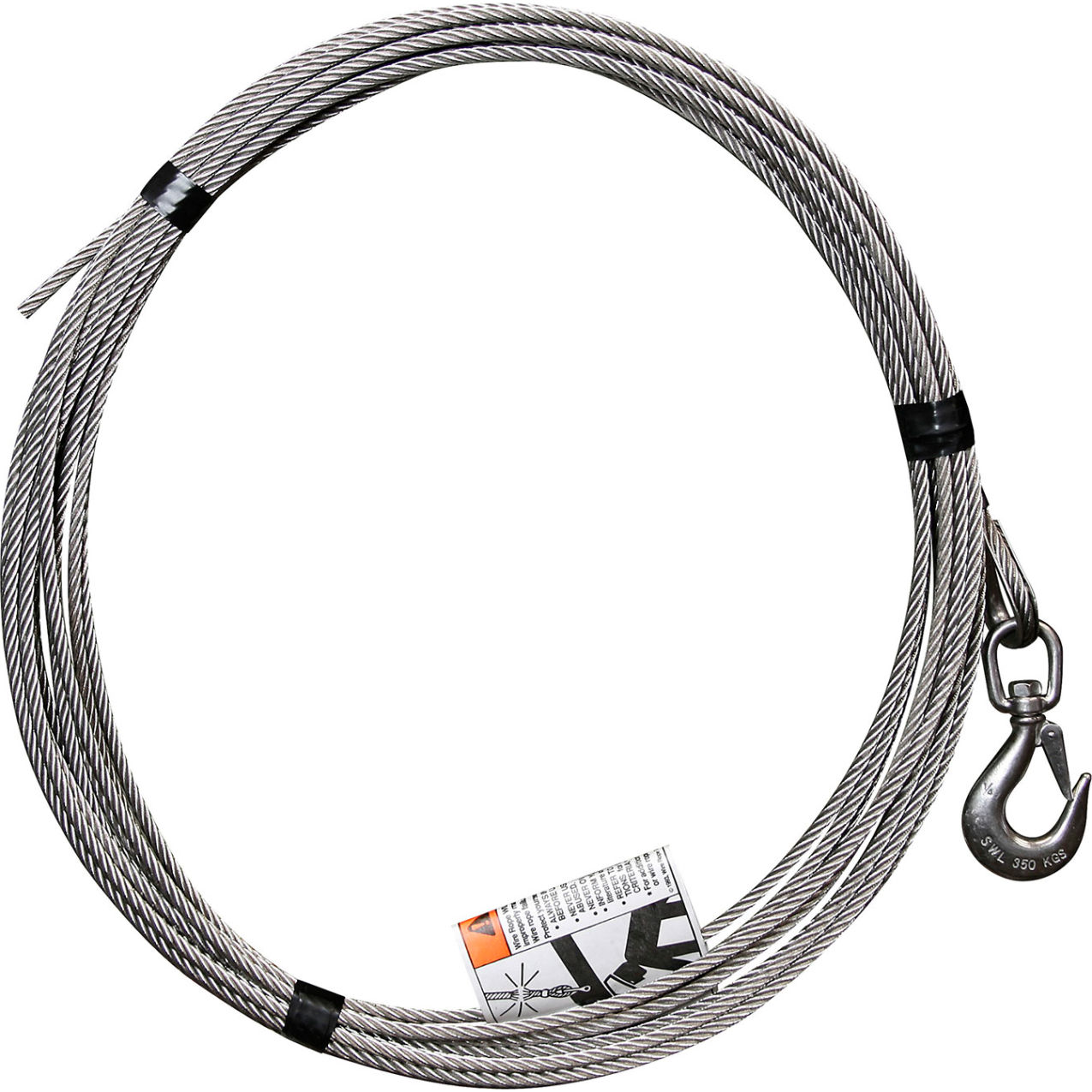Stainless Steel Cable Assembly with Bare End Fitting, 1/4" Dia. x 35'L