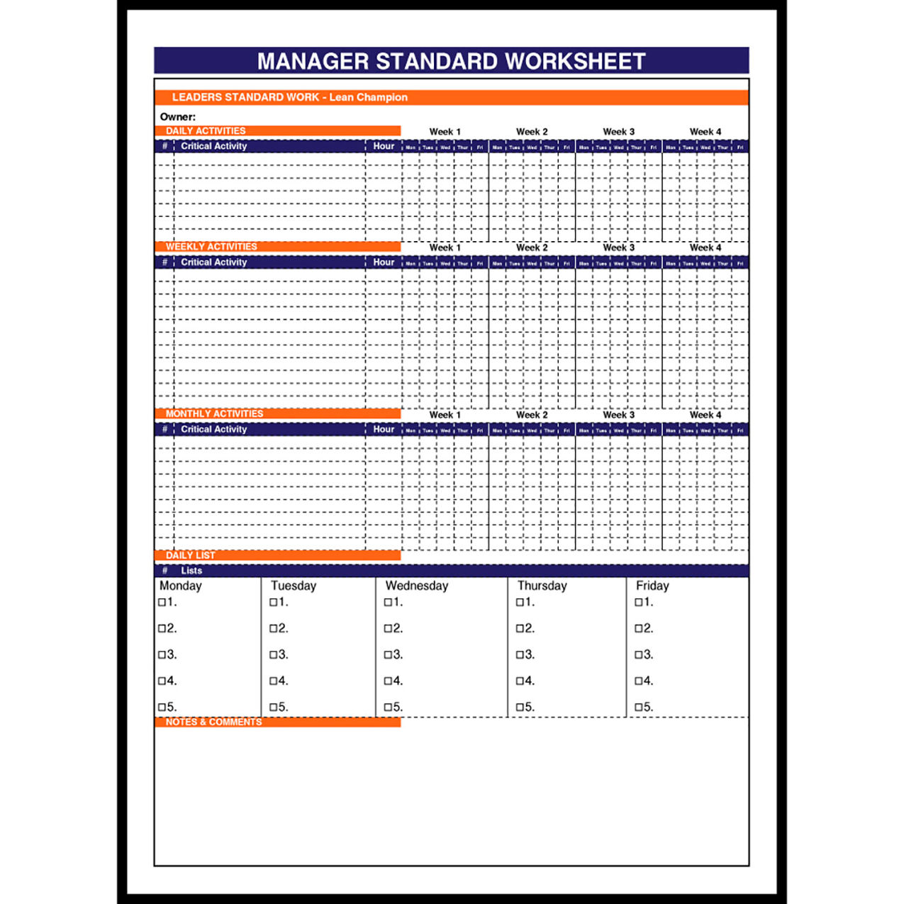 Magnetic Dry Erase Board Manager Worksheet, 1/8" Thick, 36"W x 48"H