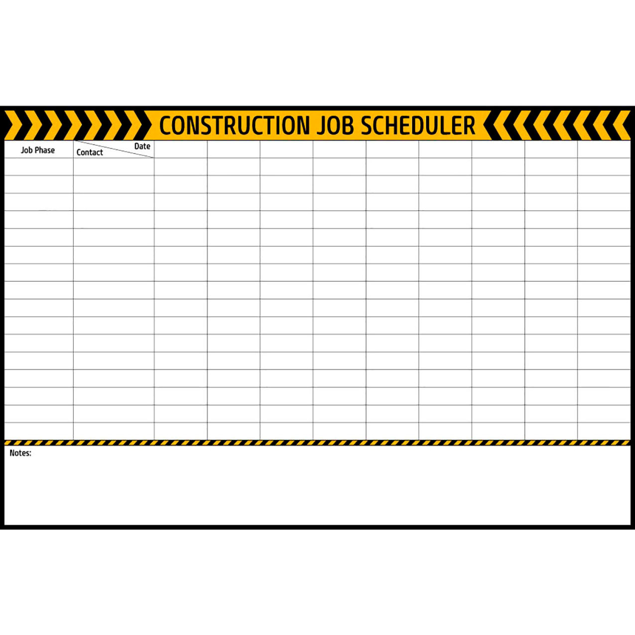 Magnetic Dry Erase Board Construction Job Scheduler, 1/8" Thick, 72"W x 48"H