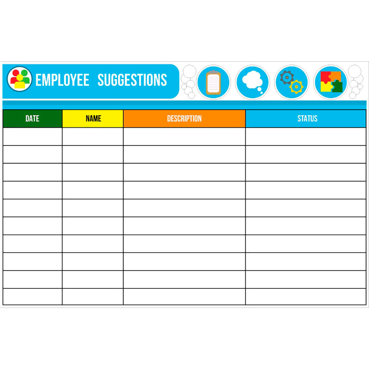 Magnetic Dry Erase Board Dept. Employee Suggestion, 1/8" Thick, 72"W x 48"H