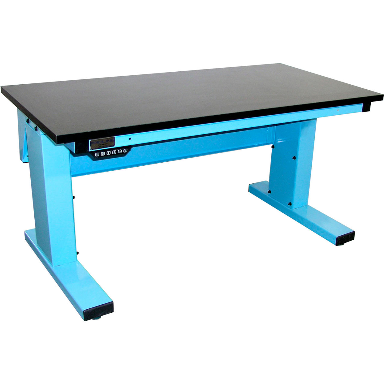 Millennium II Electric Adj. Height Lab Workbench, Chem Guard Top, 72" x 30", Light Blue