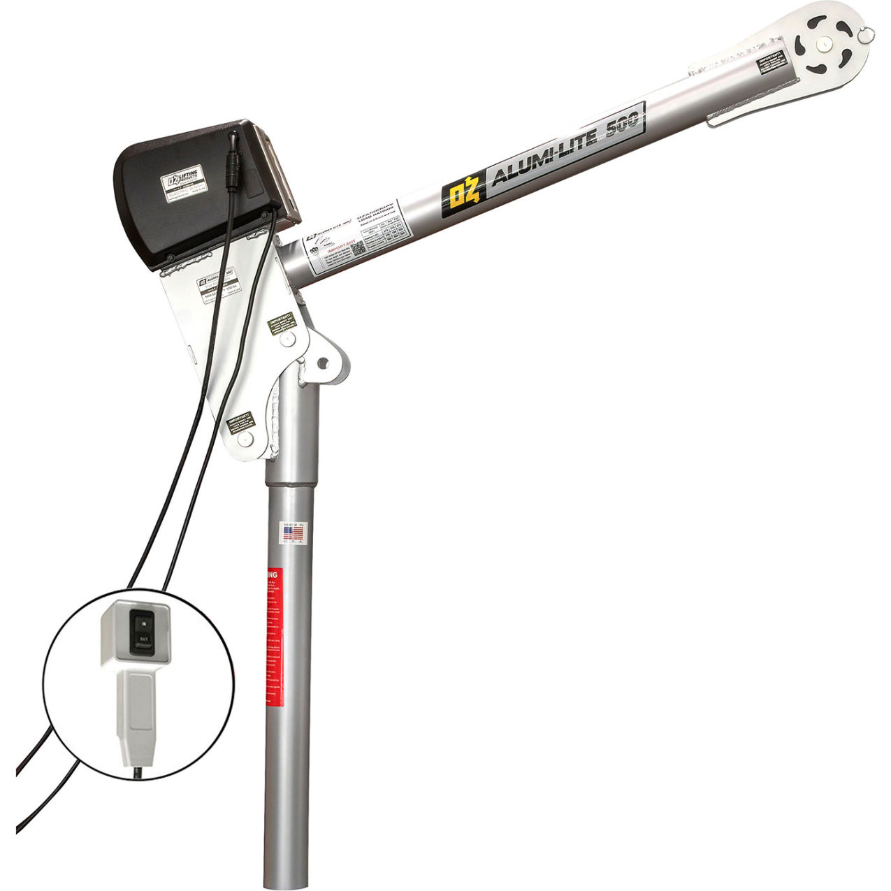 500 lb. Alumi-Lite Davit Crane with 115V AC Electric Winch