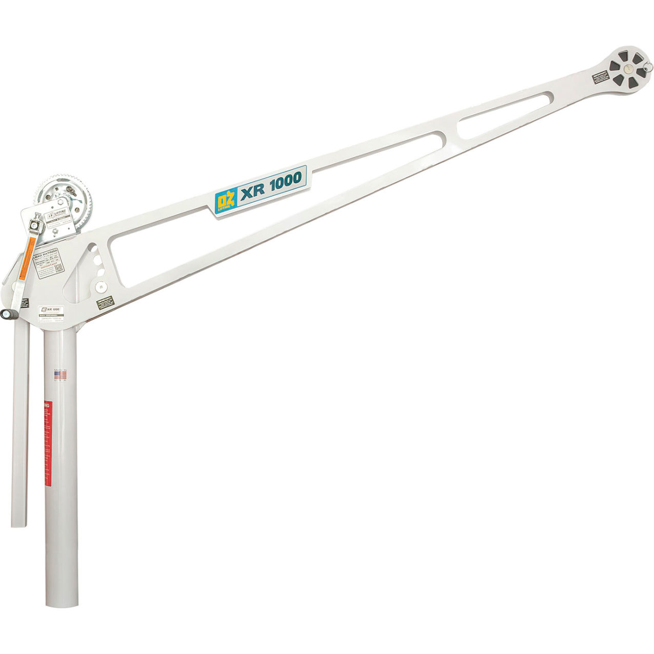 1000 lb. Extended Reach Davit Crane with 2500 lb. Carbon Steel Brake Winch