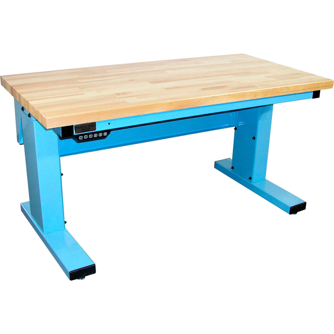 Millennium II Electric Adjustable Height Workbench, 72 x 30", Maple Eased Edge, Light Blue