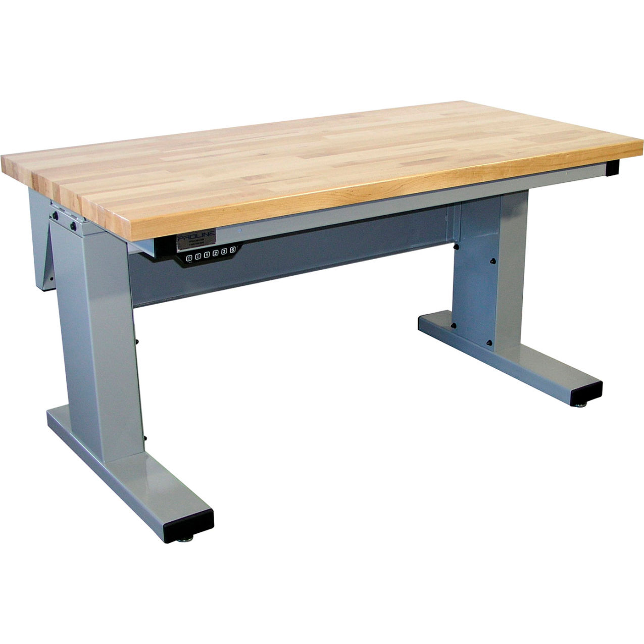 Millennium II Electric Adjustable Height Workbench, 72 x 30", Maple Eased Edge, Light Gray