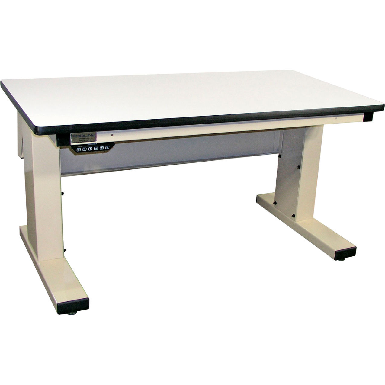Millennium II Electric Adj. Height Workbench, 72 x 30", Plastic T-Mold Edge, Light Beige
