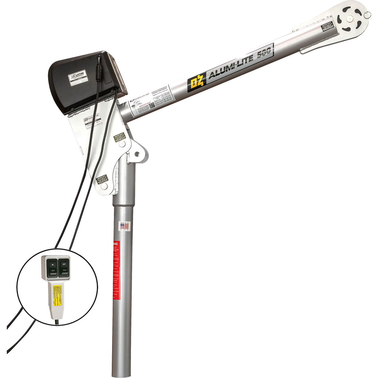 500 lb. Alumi-Lite Davit Crane with 12V DC Electric Winch