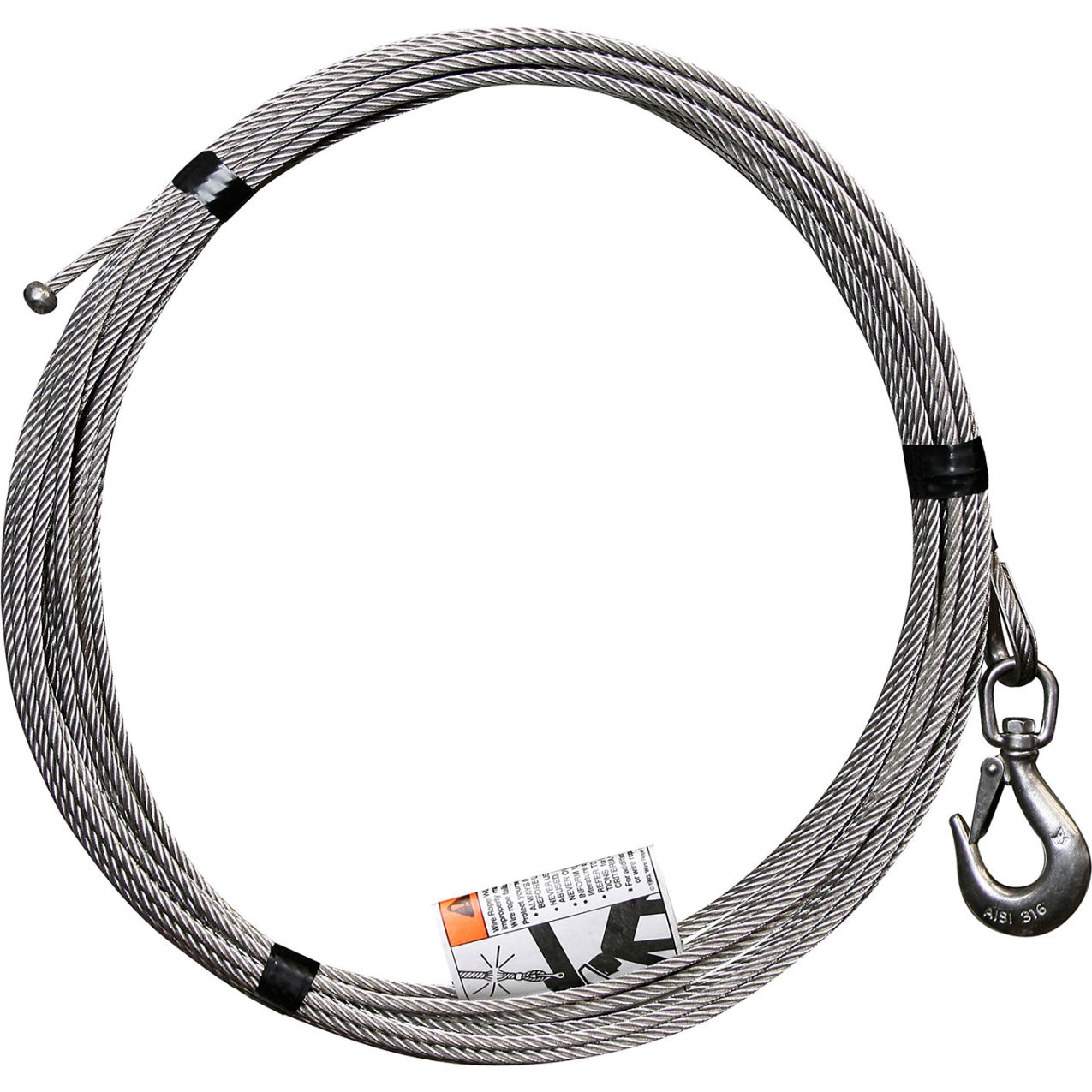 Stainless Steel Cable Assembly with Ball End Fitting, 3/16" Dia. x 40'L