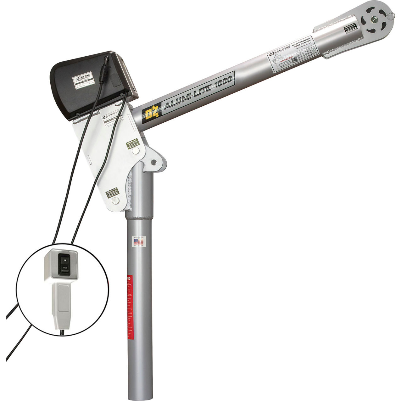 1000 lb. Alumi-Lite Davit Crane with 115V AC Electric Winch