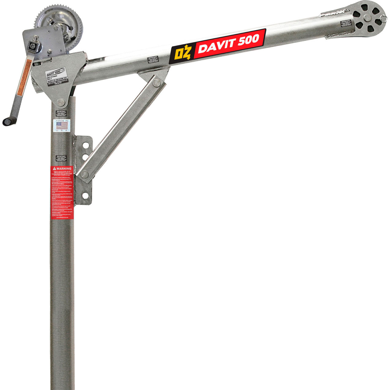 500 lb. Steel Davit Crane with 2500 lb. Carbon Steel Brake Winch