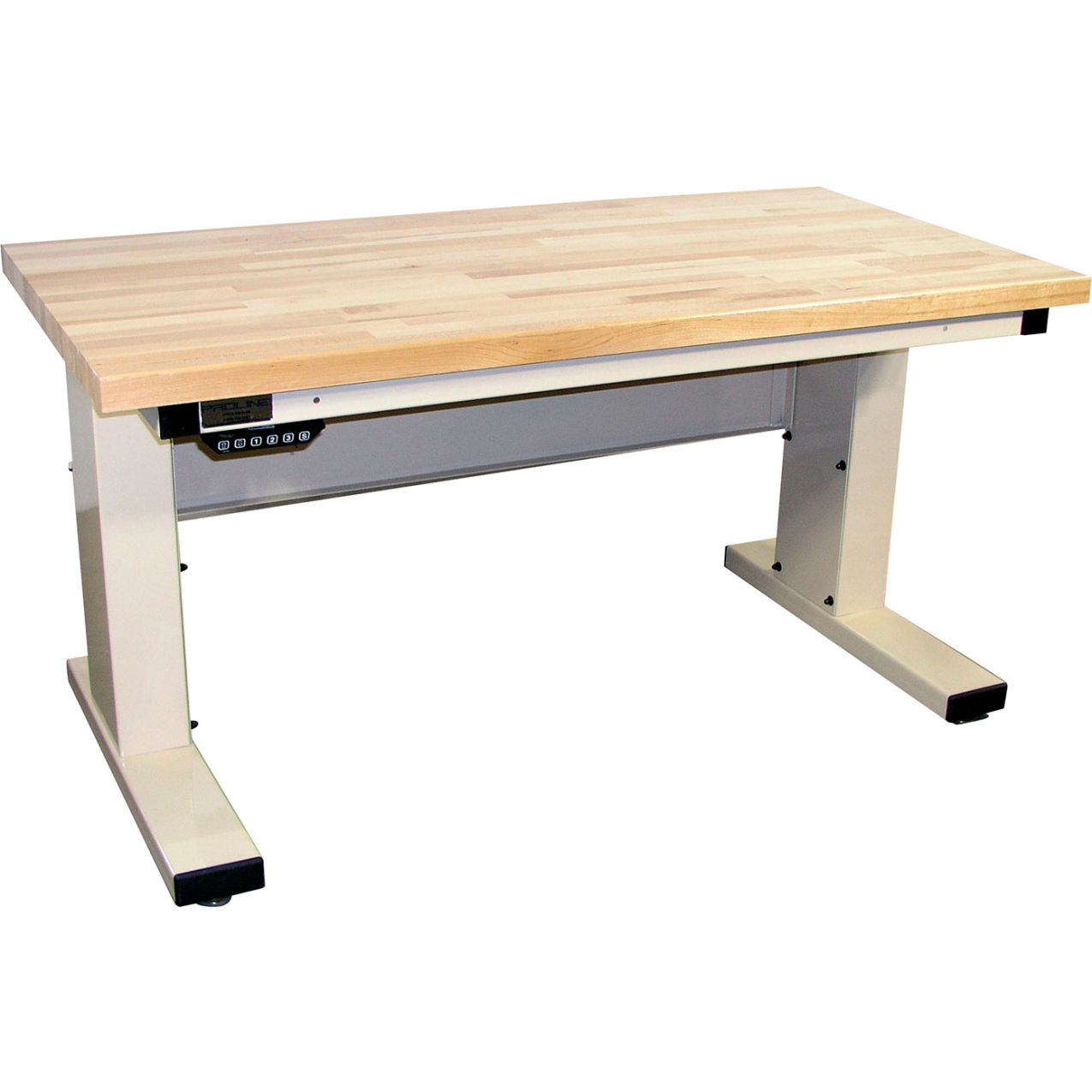 Millennium II Electric Adjustable Height Workbench, 60 x 30", Maple Eased Edge, Light Beige