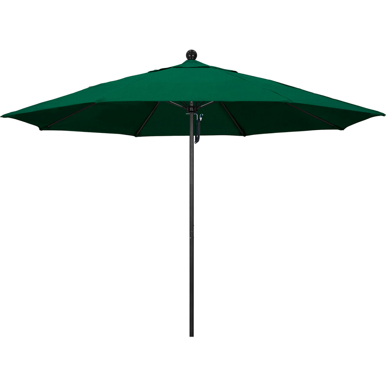 Venture 11' Patio Umbrella, Black Pole, Sunbrella 1A Forest Green Fabric