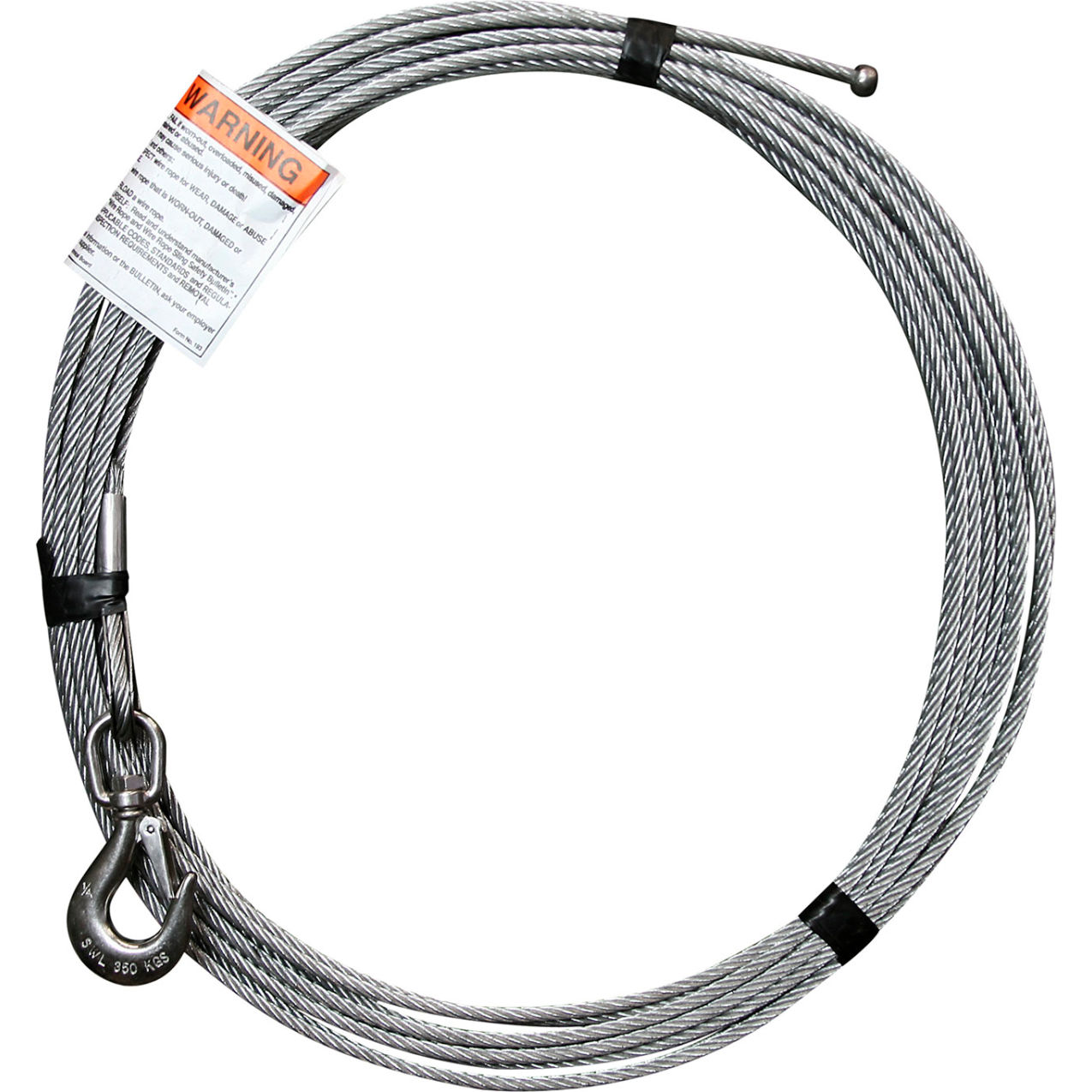 Galvanized Cable Assembly with Ball End Fitting, 1/4" Dia. x 35'L
