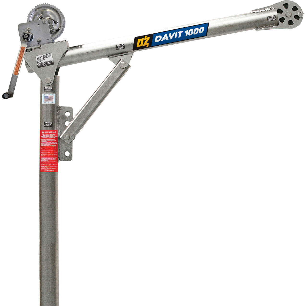 1000 lb. Steel Davit Crane with 2500 lb. Carbon Steel Brake Winch