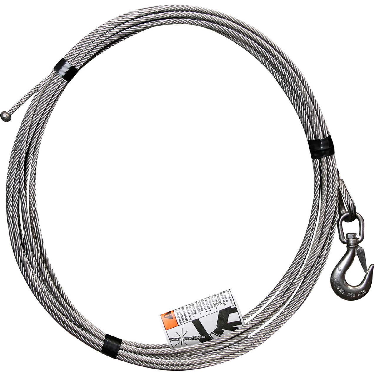 Stainless Steel Cable Assembly with Ball End Fitting, 1/4" Dia. x 15'L