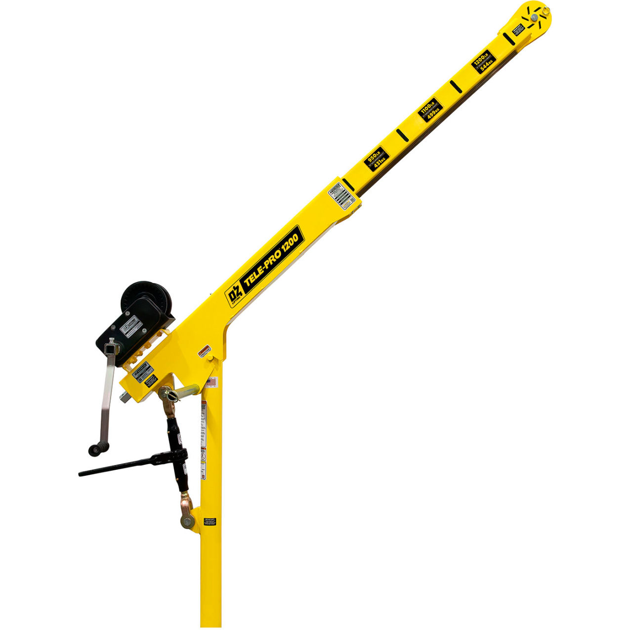 1200 lb. Tele-Pro Davit Crane with 2500 lb. Carbon Steel Brake Winch