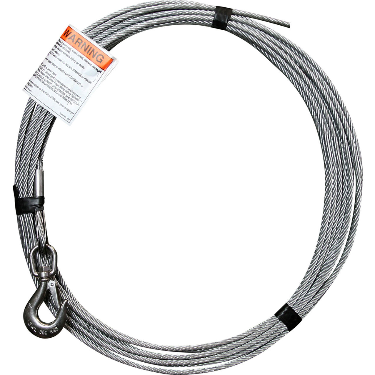 Galvanized Cable Assembly with Bare End Fitting, 1/4" Dia. x 40'