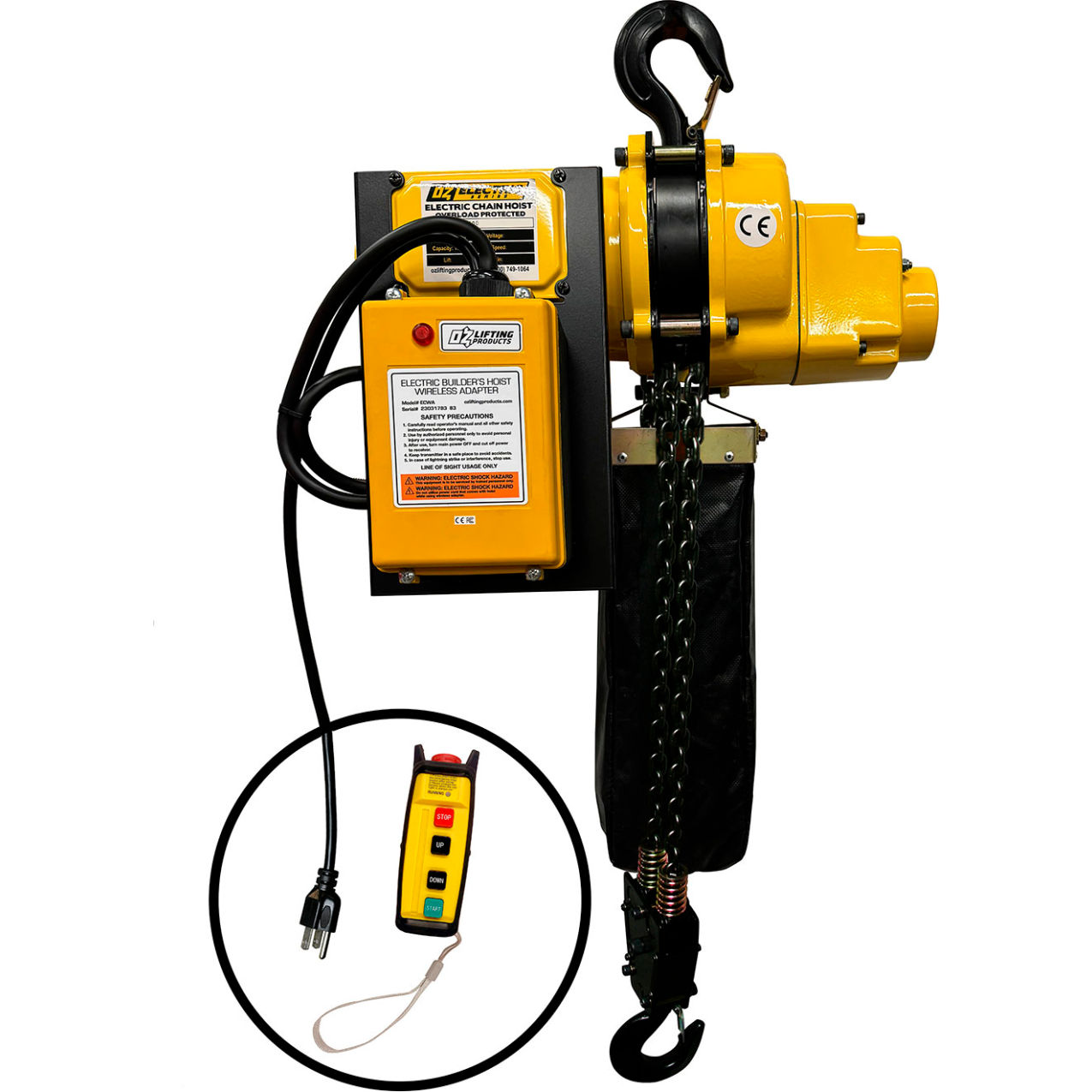 Electric Hoist w/ Wireless Adapter, 4000 lb. Capacity, 30' Lift, 6.50 FPM, 115V