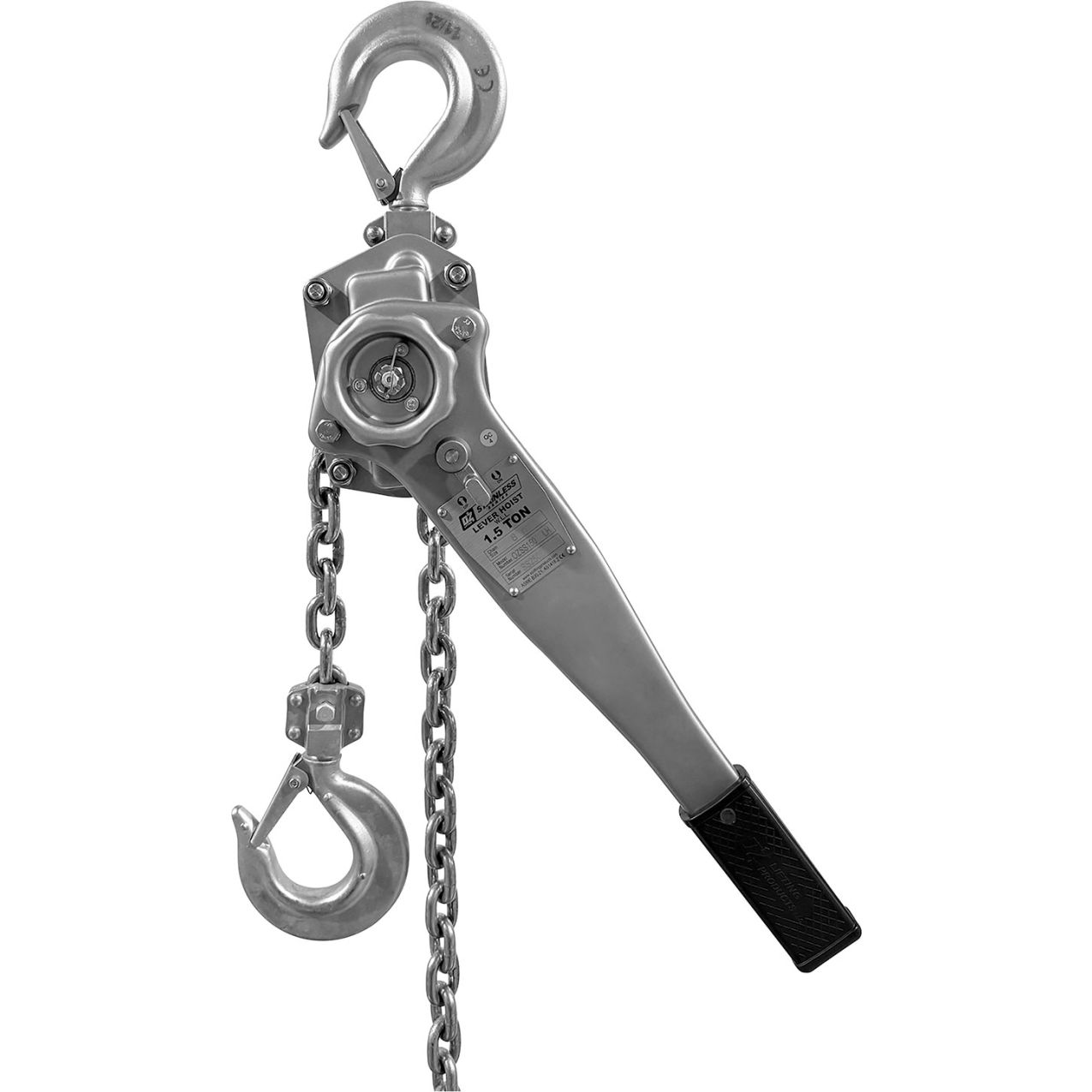 Stainless Steel Manual Lever Hoist, 1-1/2 Ton Capacity, 5' Lift