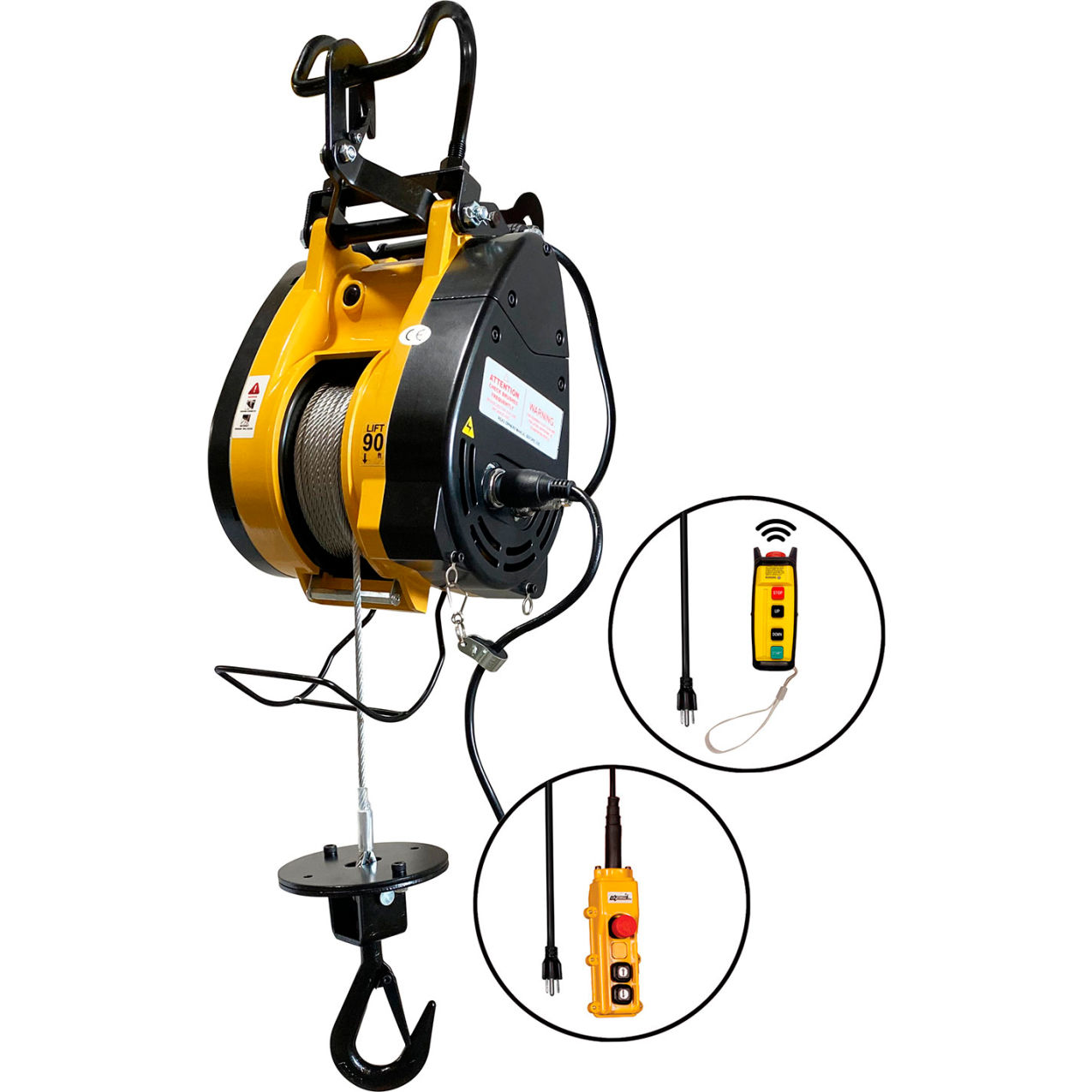 Electric Builder's Hoist, 1000 lb. Capacity, 90' Lift, 37 FPM, 115V