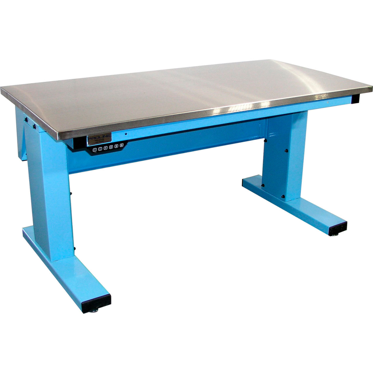 Millennium II Electric Adjustable Height Workbench, 72 x 30", SS Eased Edge, Light Blue