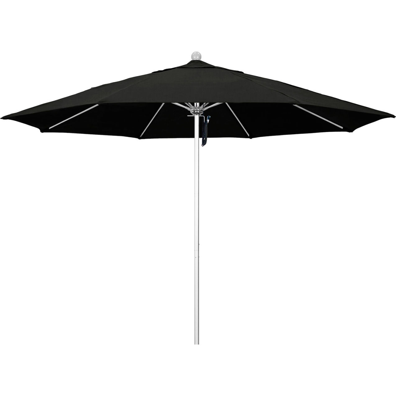Venture 11' Patio Umbrella, Silver Pole, Sunbrella 1A Black Fabric