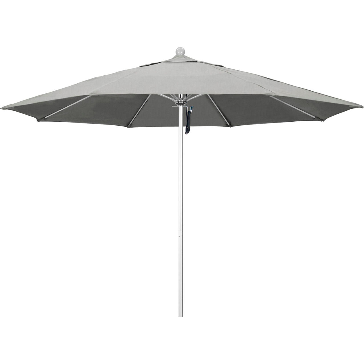Venture 11' Patio Umbrella, Silver Pole, Sunbrella 1A Granite Fabric