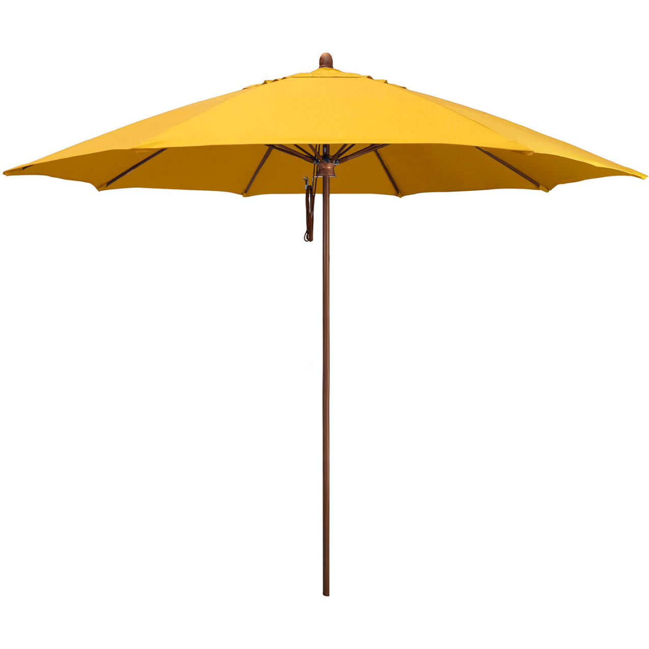 Madera 11' Patio Umbrella, Woodgrain Pole, Sunbrella 1A Sunflower Yellow Fabric