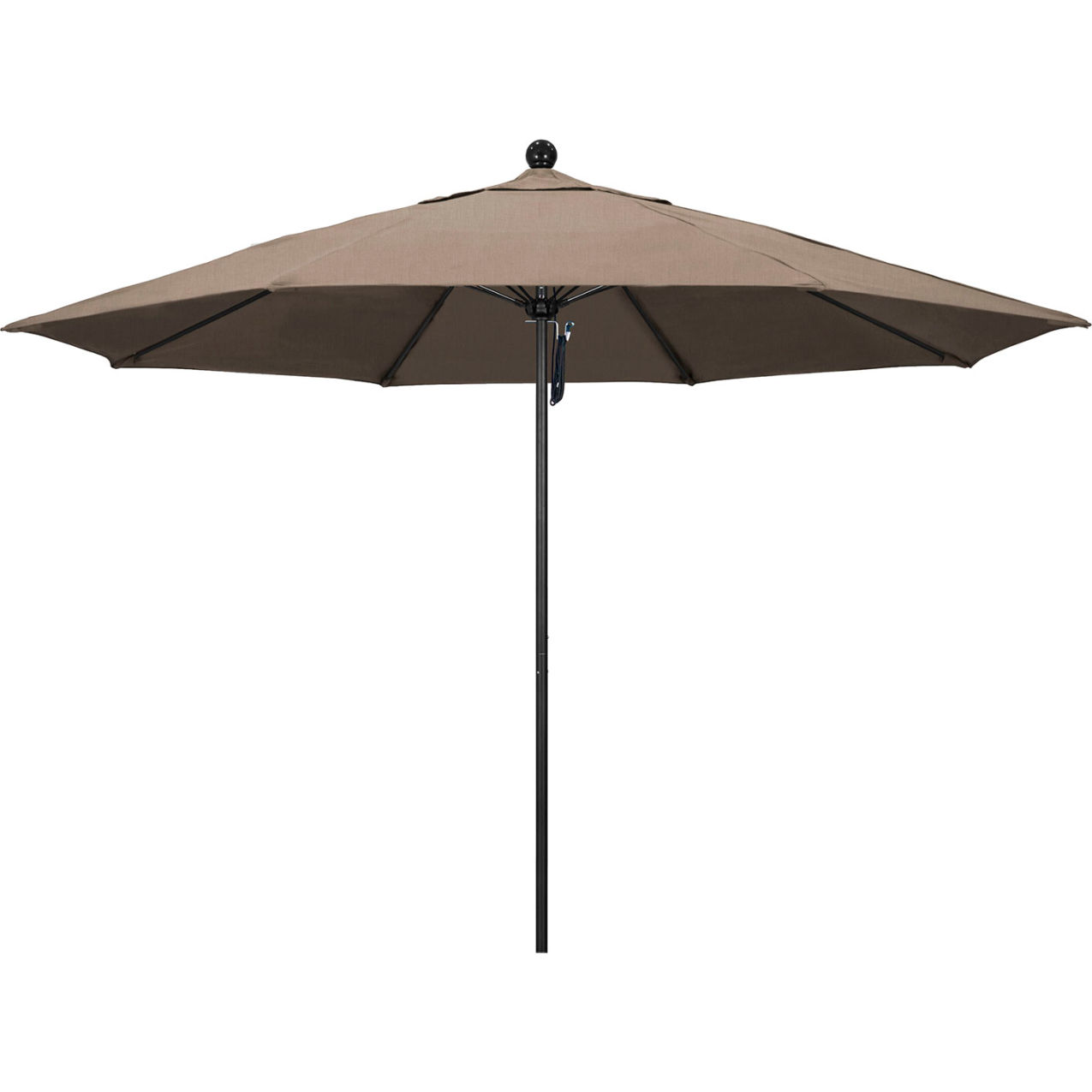 Venture 11' Patio Umbrella, Black Pole, Sunbrella 1A Taupe Fabric