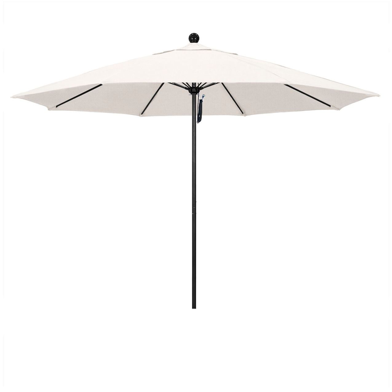 Venture 11' Patio Umbrella, Black Pole, Olefin White Fabric