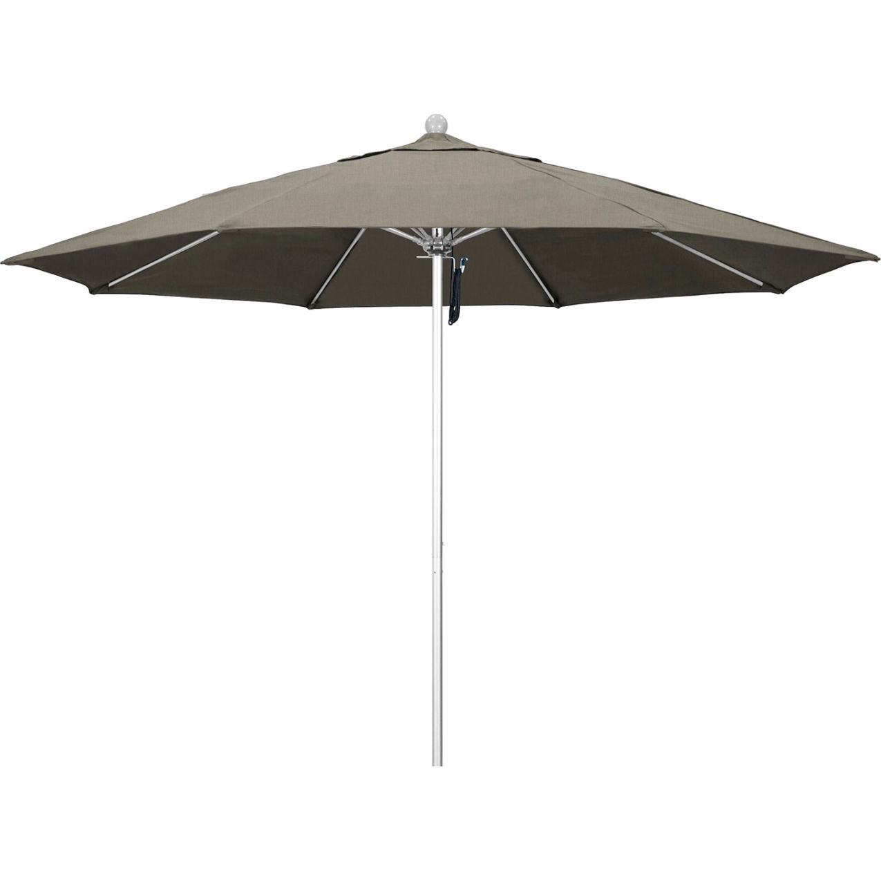 Venture 11' Patio Umbrella, Silver Pole, Sunbrella 1A Spectrum Dove Fabric