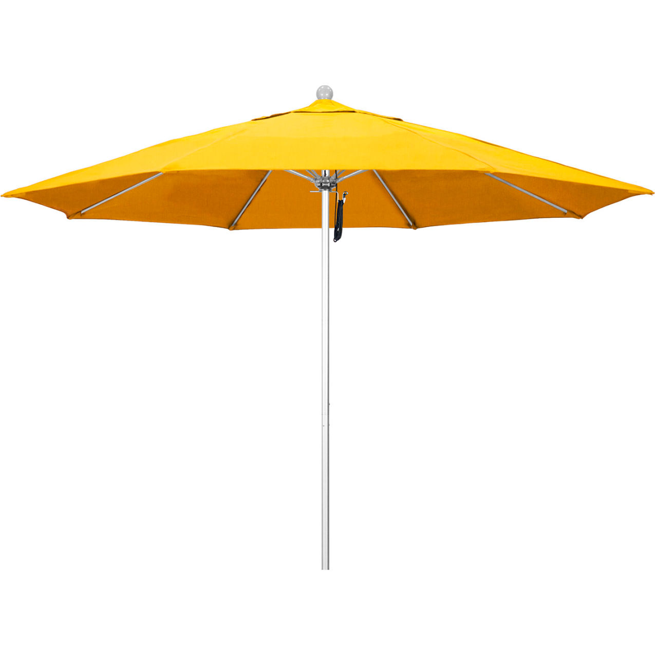 Venture 11' Patio Umbrella, Silver Pole, Sunbrella 1A Sunflower Yellow Fabric