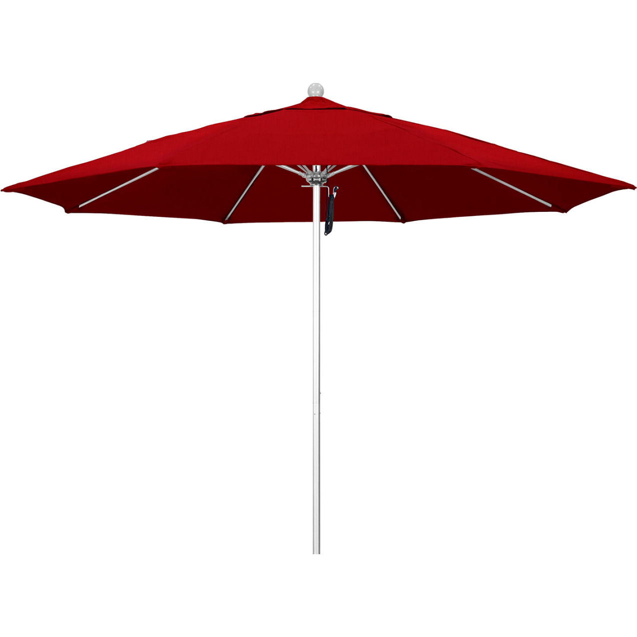 Venture 11' Patio Umbrella, Silver Pole, Sunbrella 2A Jockey Red Fabric