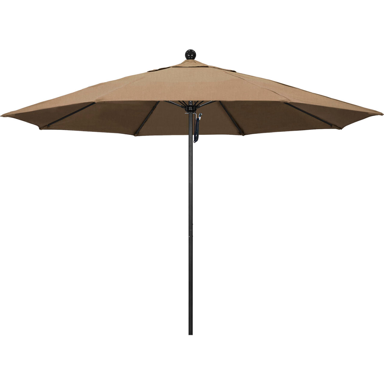 Venture 11' Patio Umbrella, Black Pole, Sunbrella 1A Heather Beige Fabric