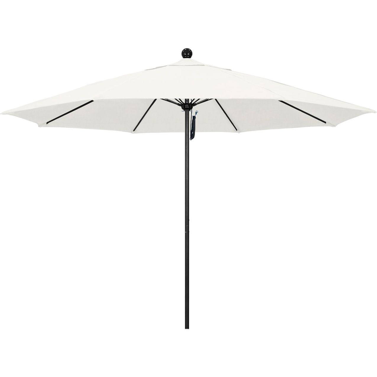 Venture 11' Patio Umbrella, Black Pole, Sunbrella Natural Fabric