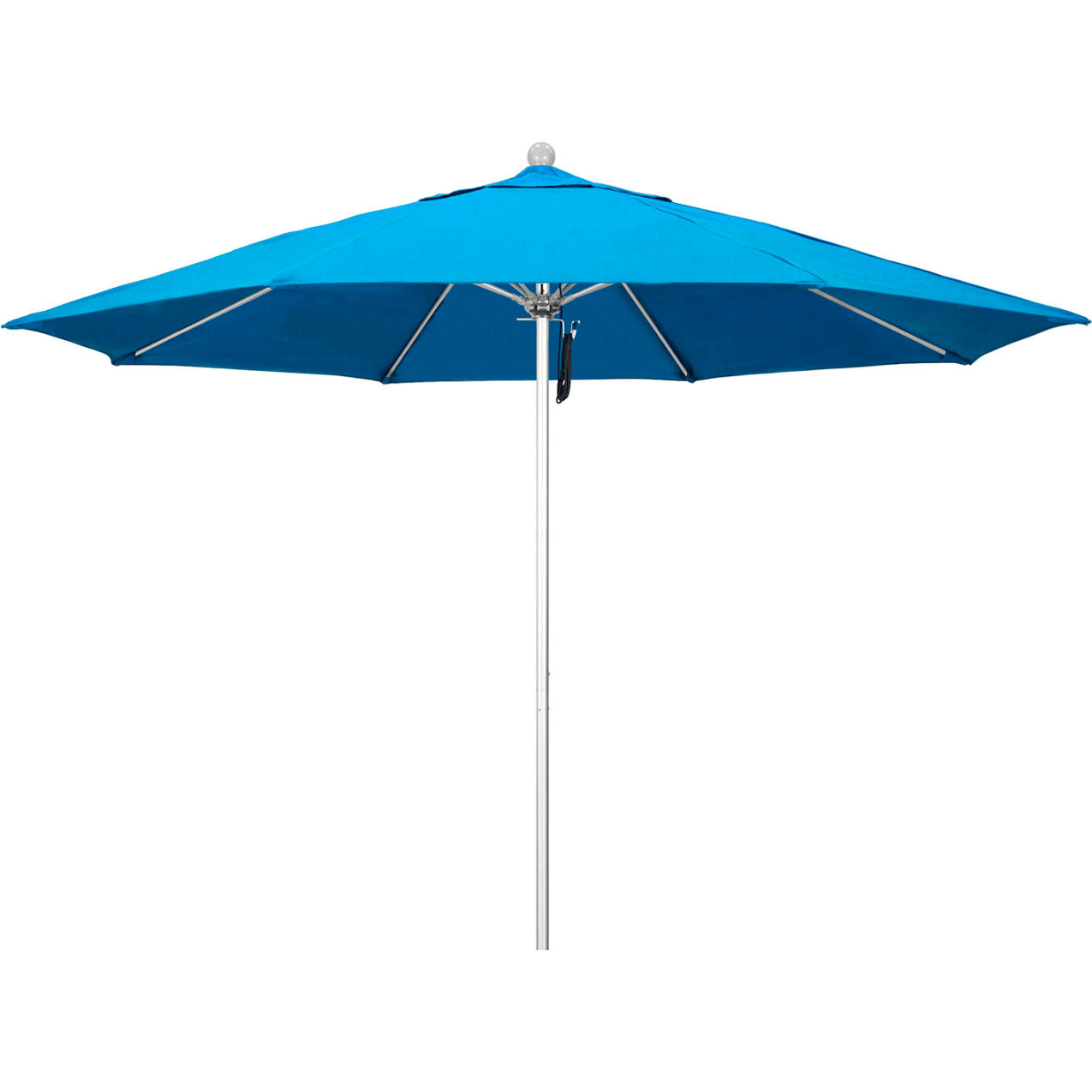 Venture 11' Patio Umbrella, Silver Pole, Sunbrella 1A Cyan Fabric
