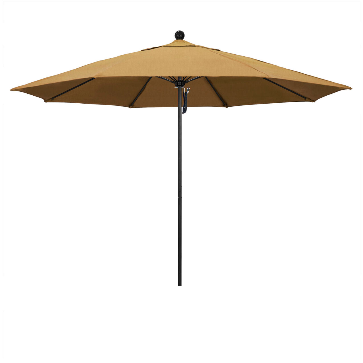 Venture 11' Patio Umbrella, Black Pole, Olefin Woven Sesame Fabric