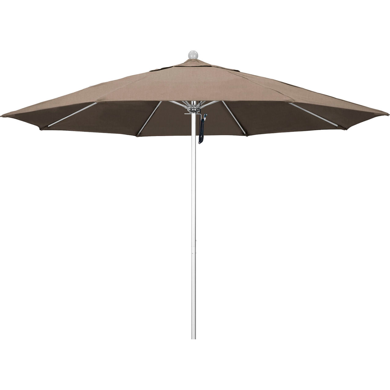 Venture 11' Patio Umbrella, Silver Pole, Sunbrella 1A Taupe Fabric