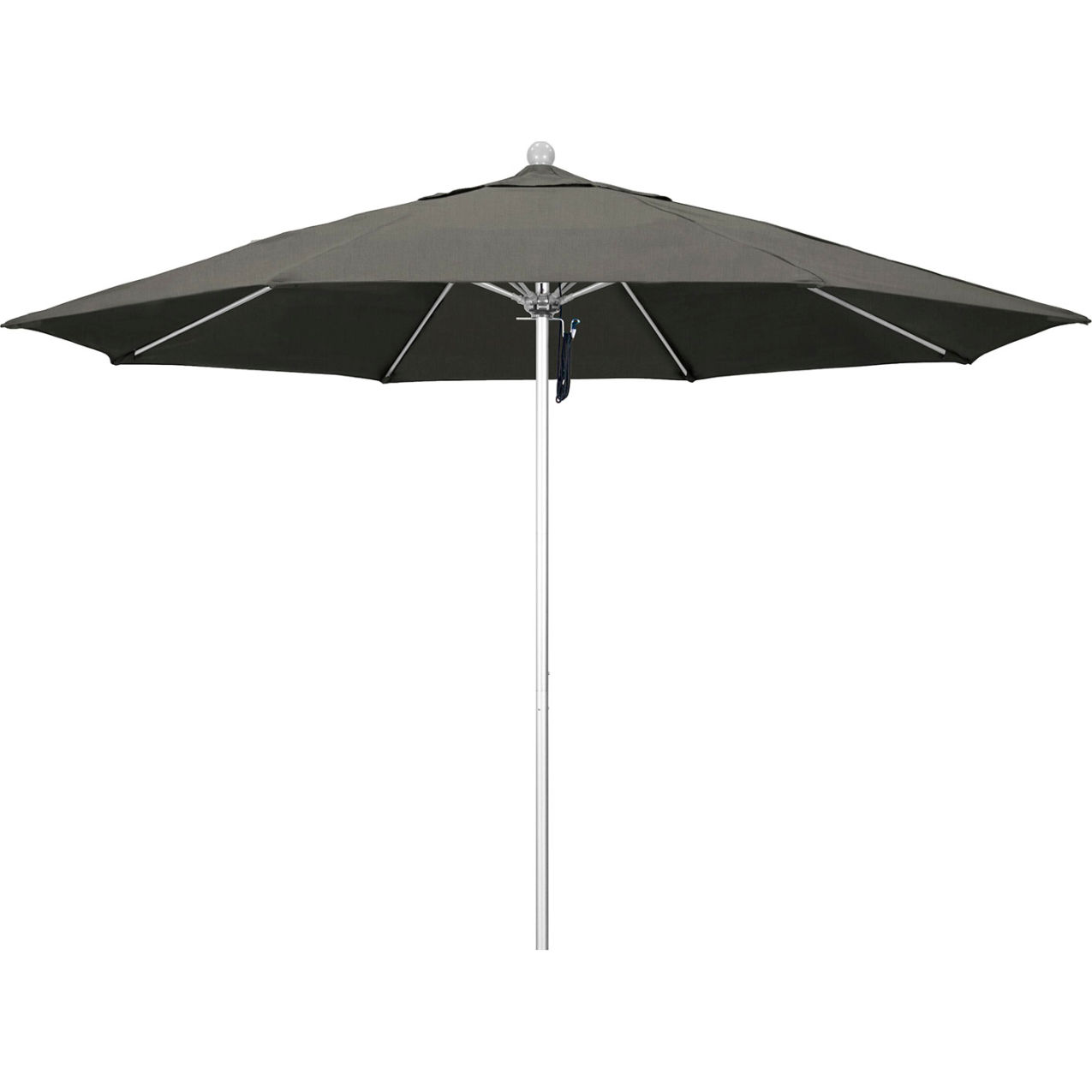 Venture 11' Patio Umbrella, Silver Pole, Sunbrella 1A Charcoal Fabric