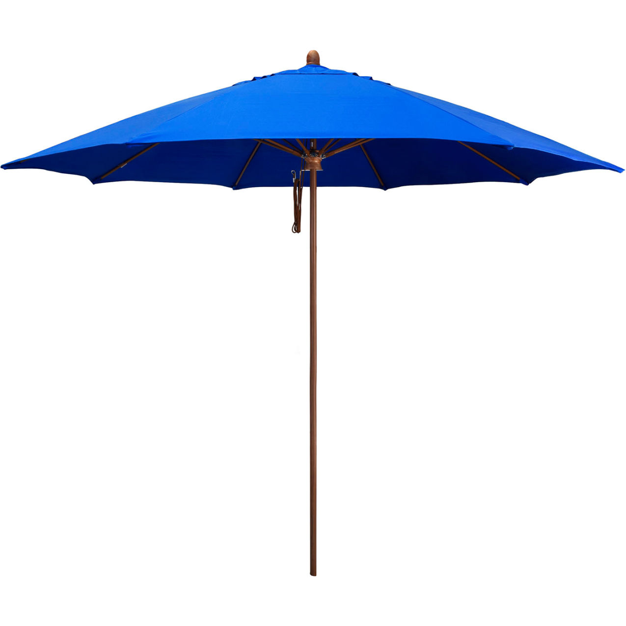 Madera 11' Patio Umbrella, Woodgrain Pole, Sunbrella 1A Pacific Blue Fabric