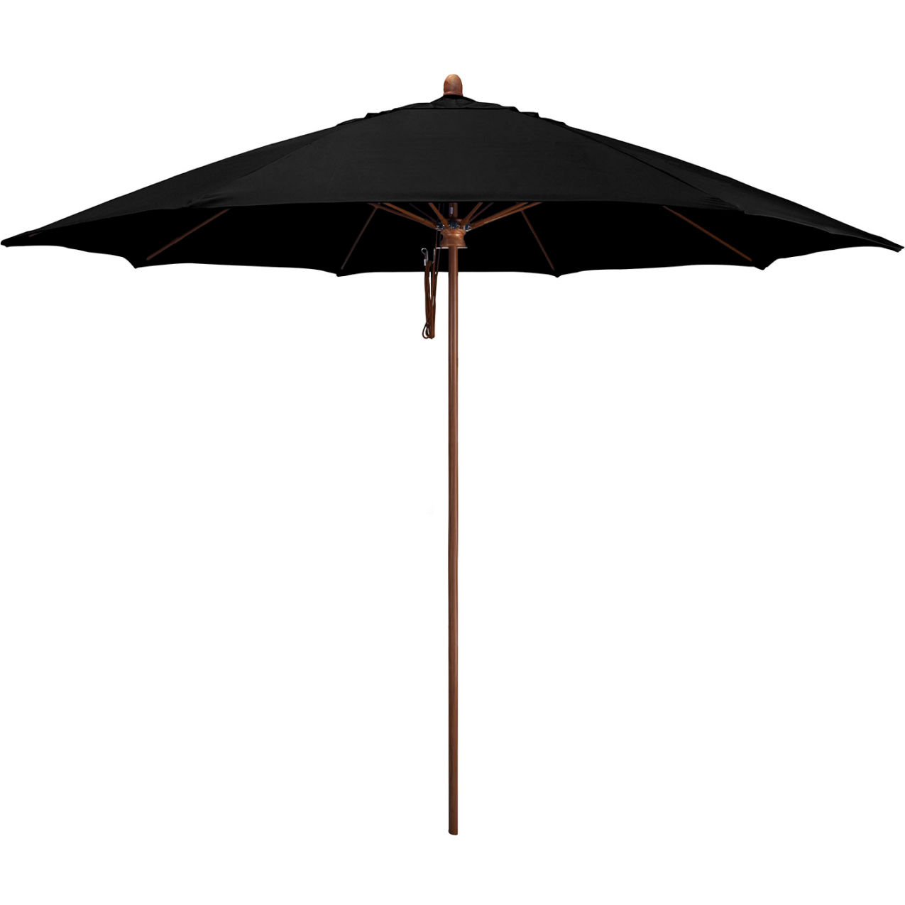 Madera 11' Patio Umbrella, Woodgrain Pole, Sunbrella 1A Black Fabric