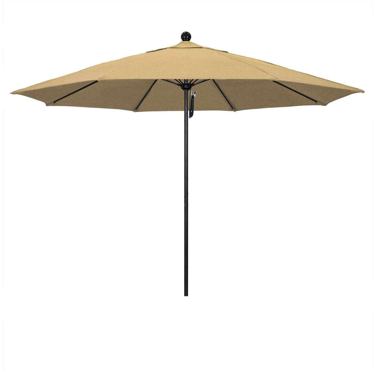 Venture 11' Patio Umbrella, Black Pole, Olefin Champagne Fabric