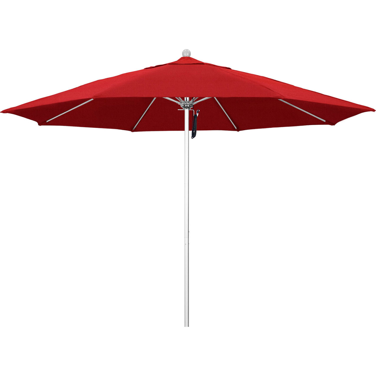 Venture 11' Patio Umbrella, Silver Pole, Olefin Red Fabric