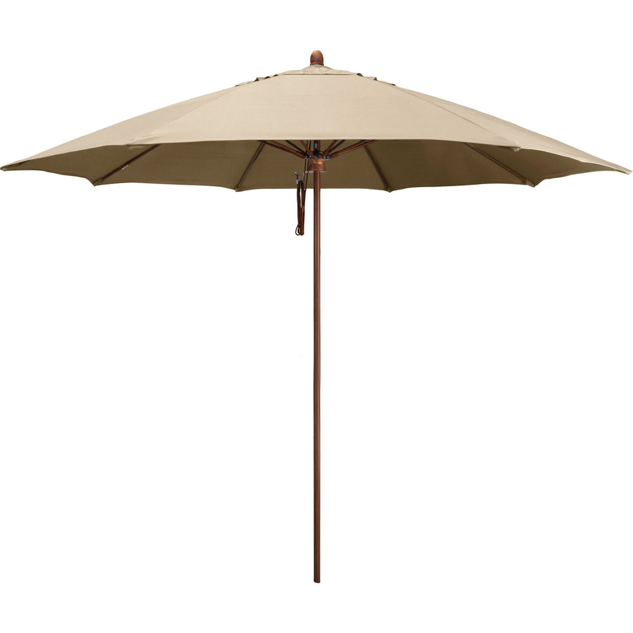 Madera 11' Patio Umbrella, Woodgrain Pole, Sunbrella 1A Antique Biege
