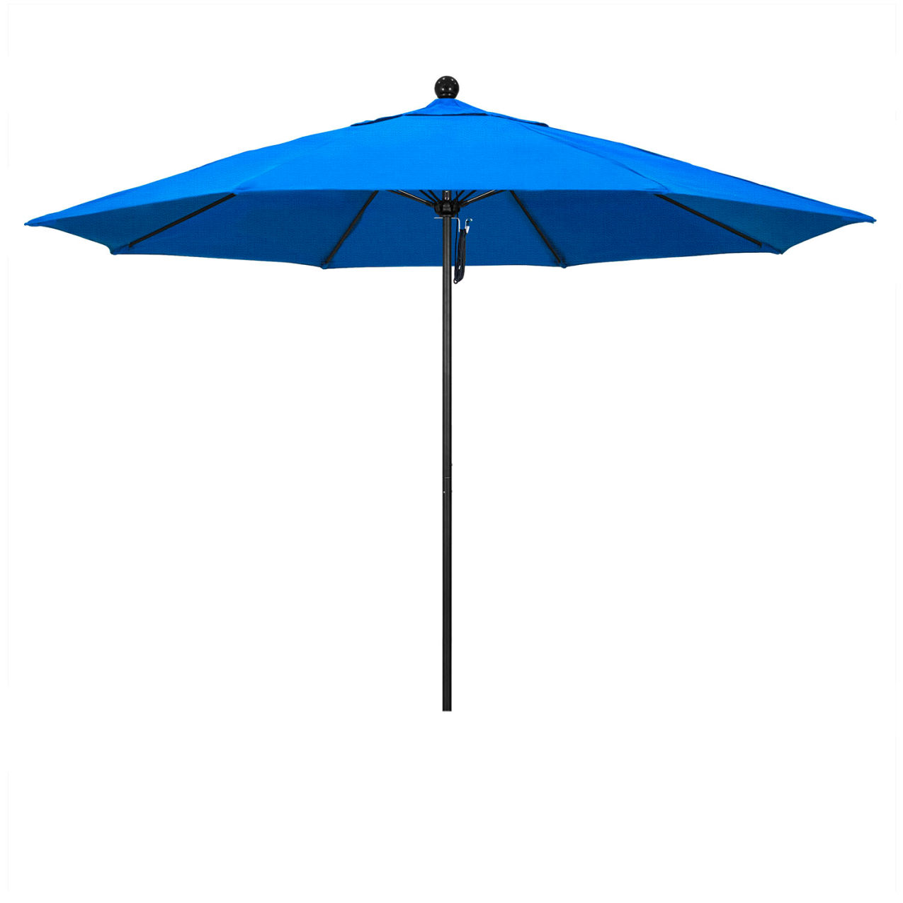 Venture 11' Patio Umbrella, Black Pole, Olefin Royal Blue Fabric