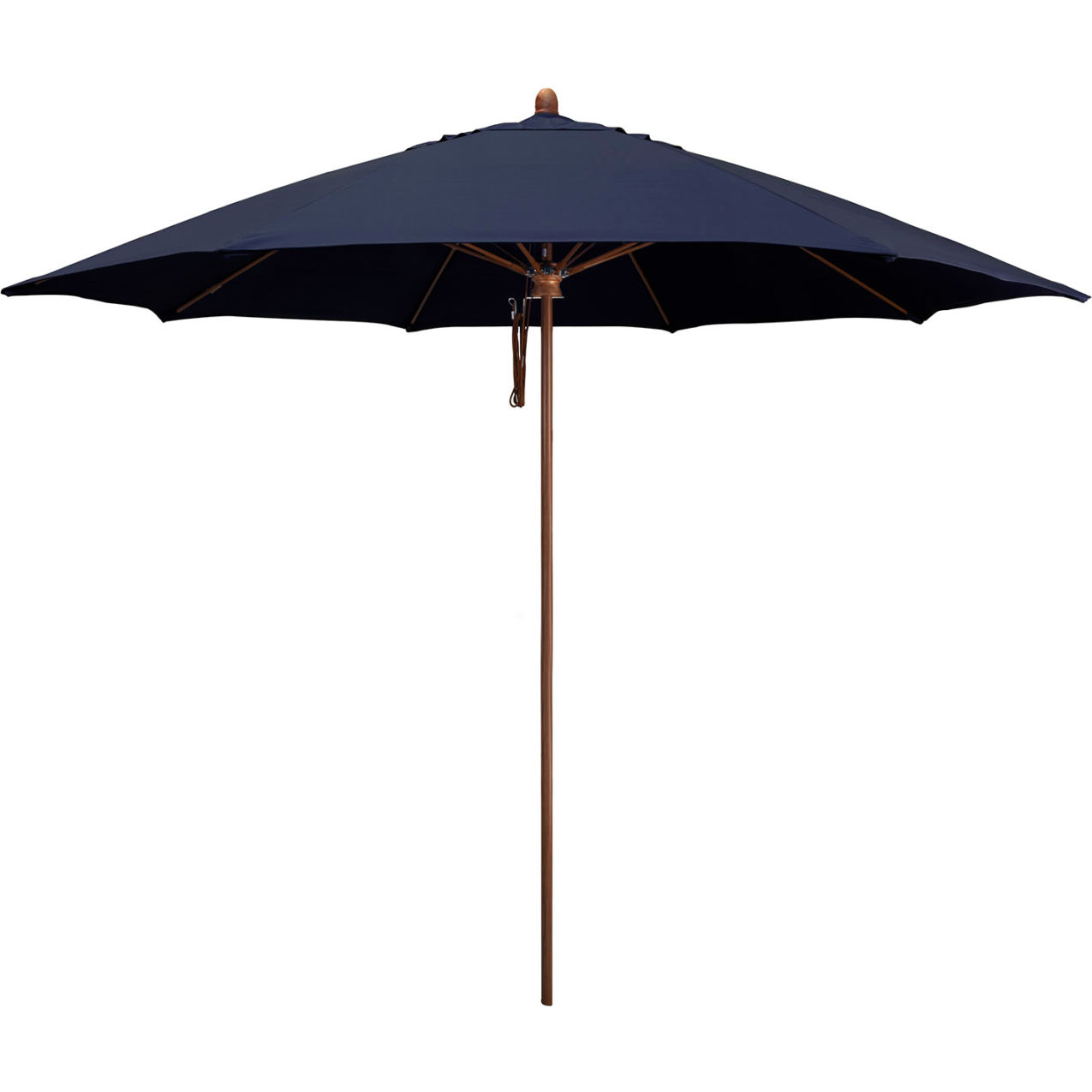Madera 11' Patio Umbrella, Woodgrain Pole, Sunbrella 1A Navy Fabric
