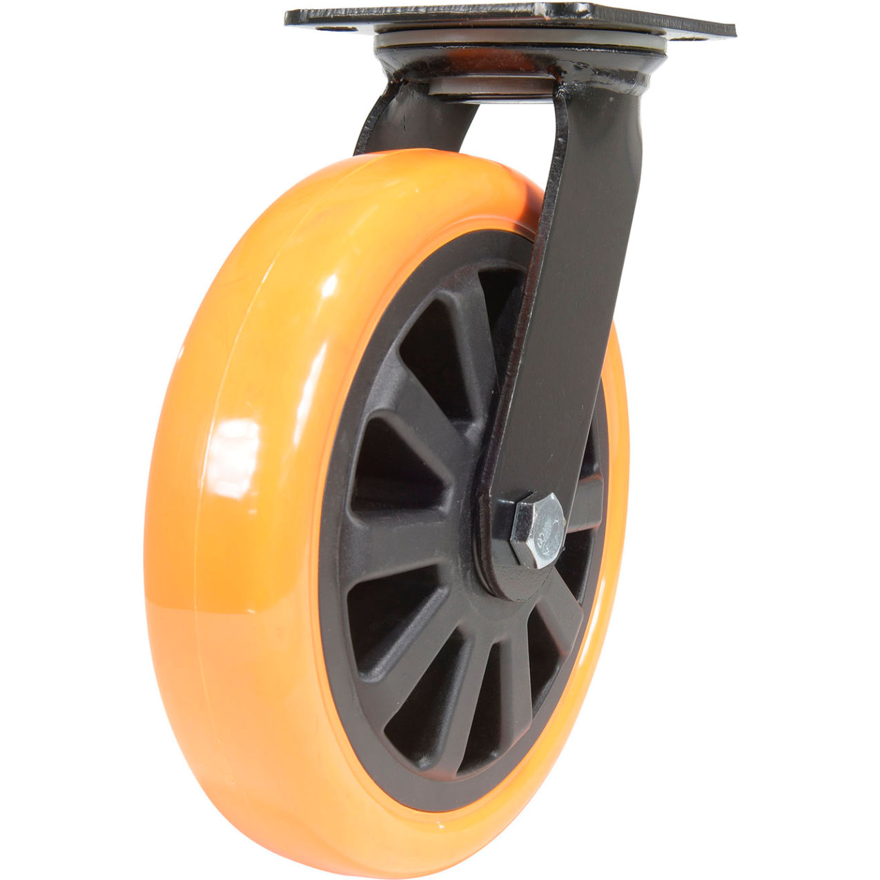 Swivel Caster 8" Dia. x 2"W, 902 lb. Capacity, Polyurethane, Orange
