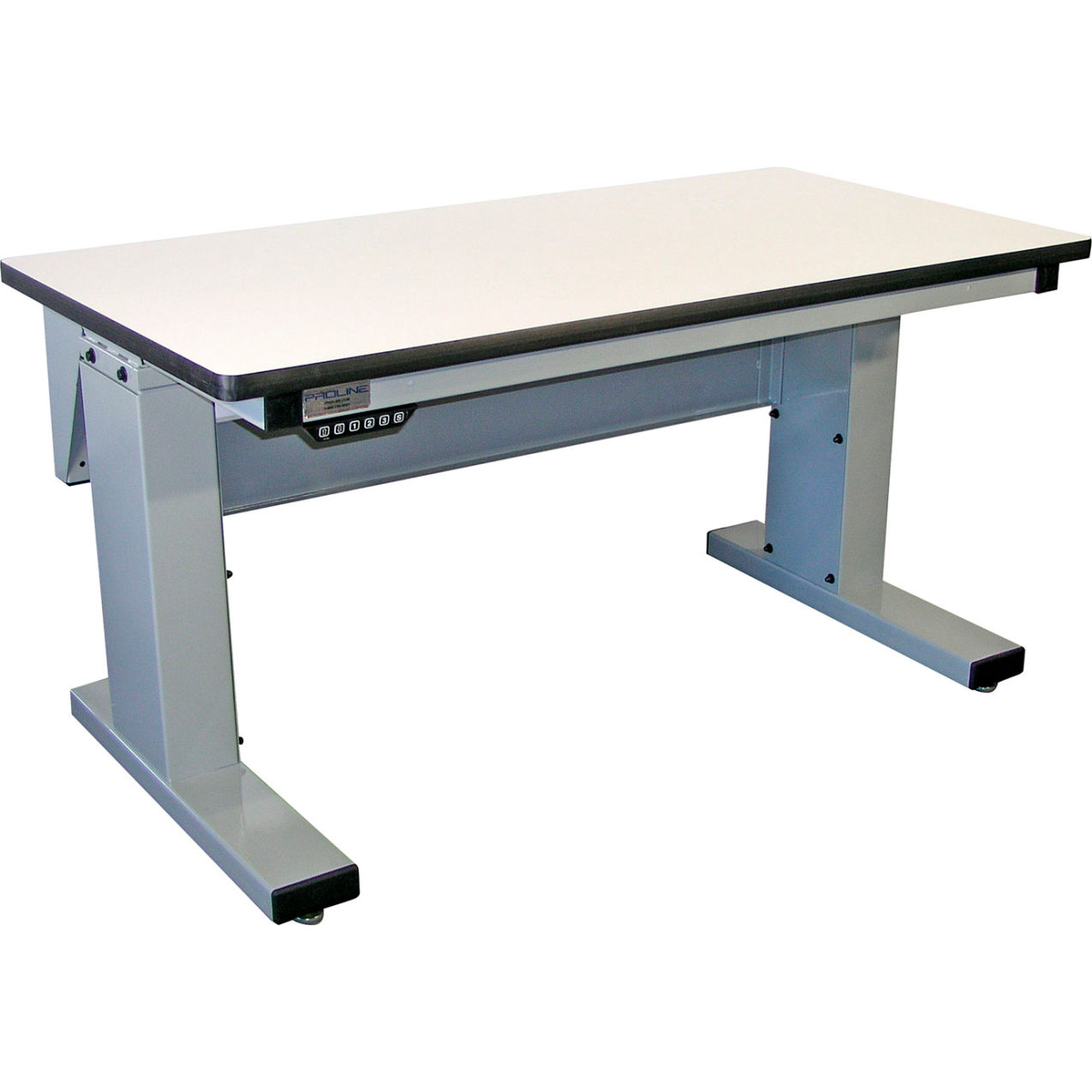 Millennium II 72 x 30 Electric Adj. Height Workbench, ESD Laminate T-Mold Edge, Light Gray
